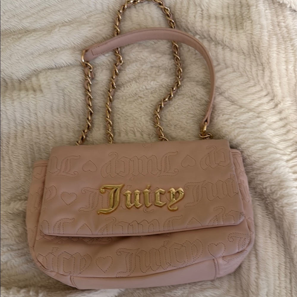 Juicy Couture Pink and Gold Slouchy Shoulder Bag